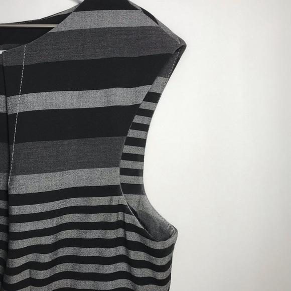 Calvin Klein Black & Grey Striped Cap Sleeve Dress - Picture 7 of 14